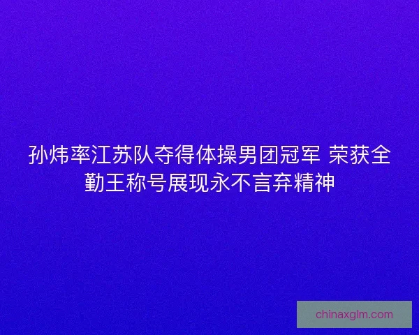 孙炜率江苏队夺得体操男团冠军 荣获全勤王称号展现永不言弃精神